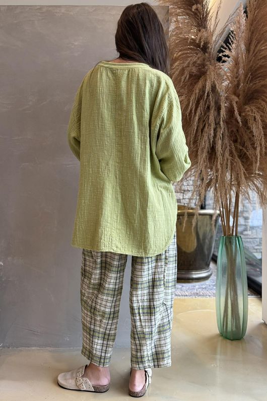 Suri Cushion Cotton Laurie Blouse Soft Olive